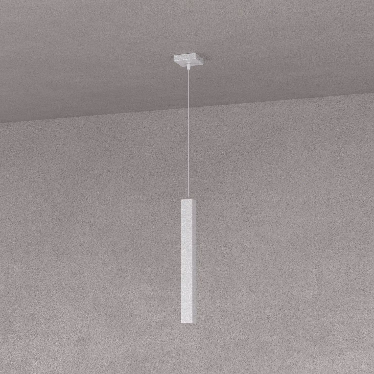 Sospensione Moderna Square Tube Metallo Grigio 1 Luce Gu10