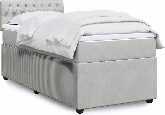 Letto Ibrido con Materasso a Molle vidaXL in Velluto Grigio e Bianco L/P/H: 80 x 200 cm