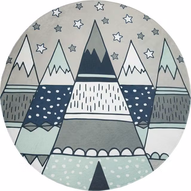 Tappeto rotondo per bambini Chiko grigio e multicolore con design astratto moderno, lavabile e facile da curare, Diametro: 120 cm