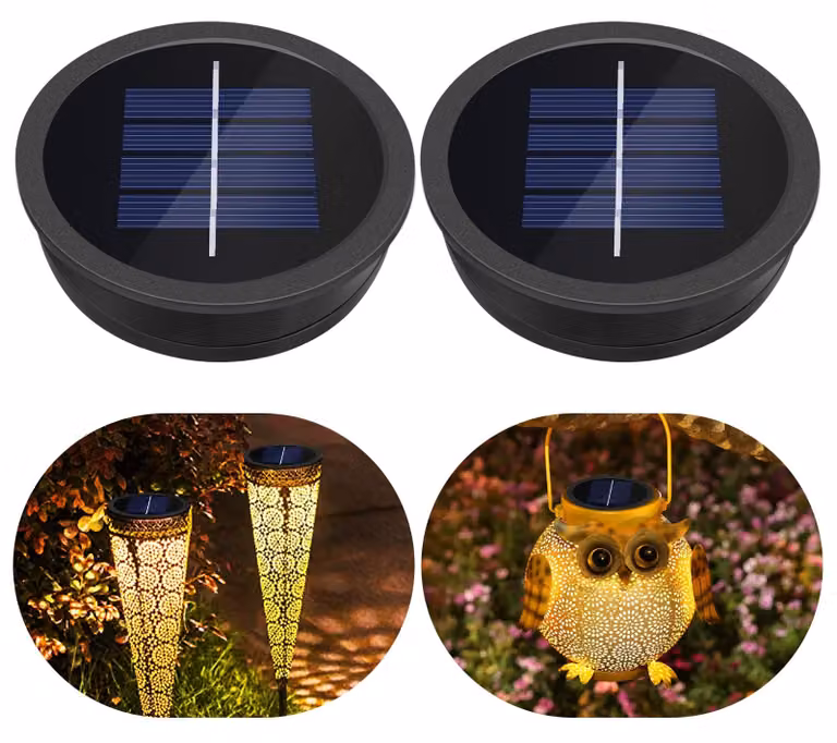 Set di 2 coperture di ricambio per lampade solari, 7 cm, IP44, luce bianca calda a LED