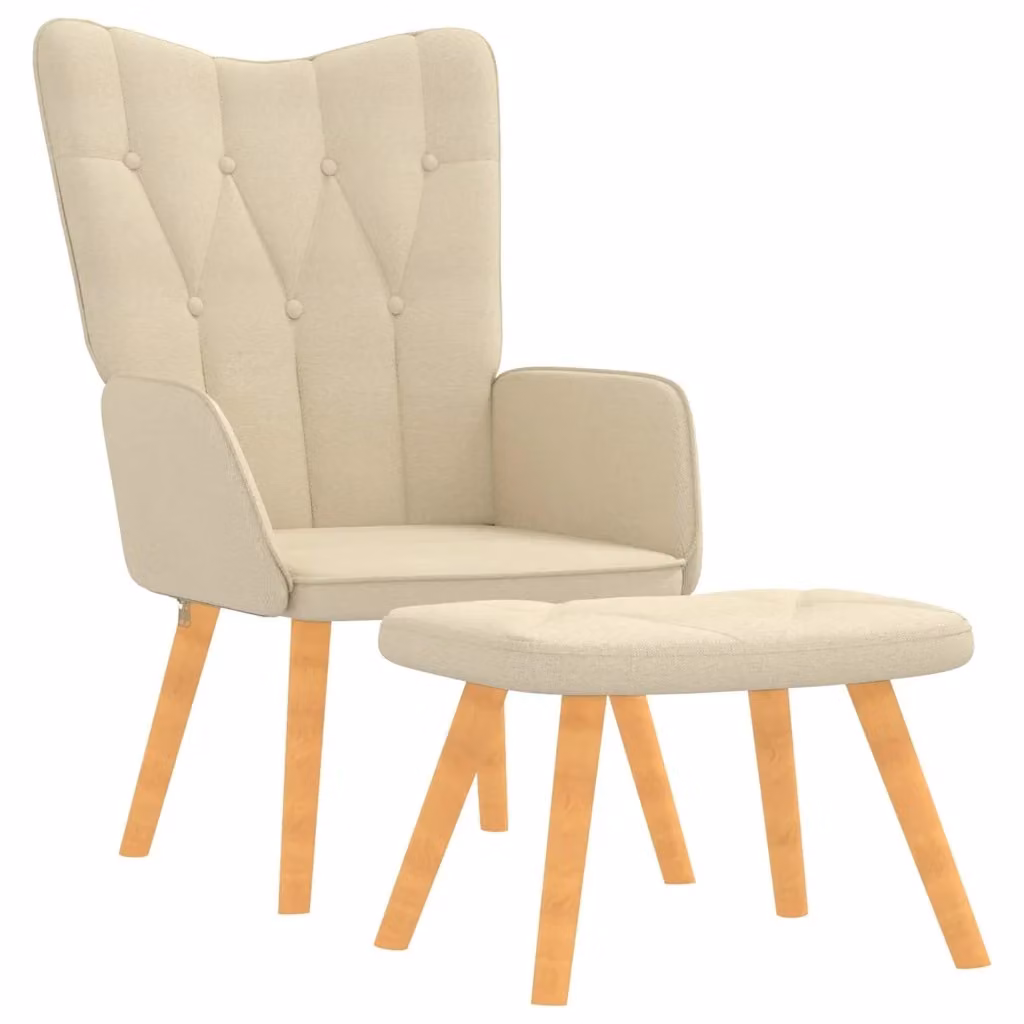 Poltrona Relax Moderna con Poggiapiedi Integrato in Tessuto Beige – 2