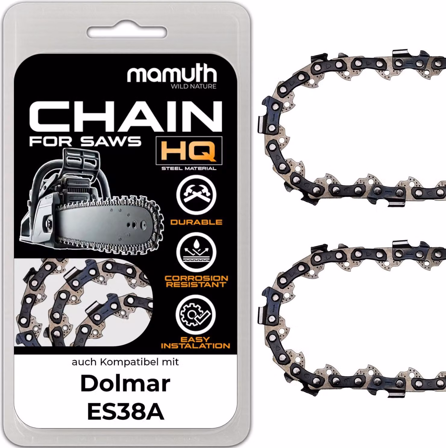 2x catena per motosega 30 cm 1,1 mm 3/8" 45 TG per Dolmar ES38A