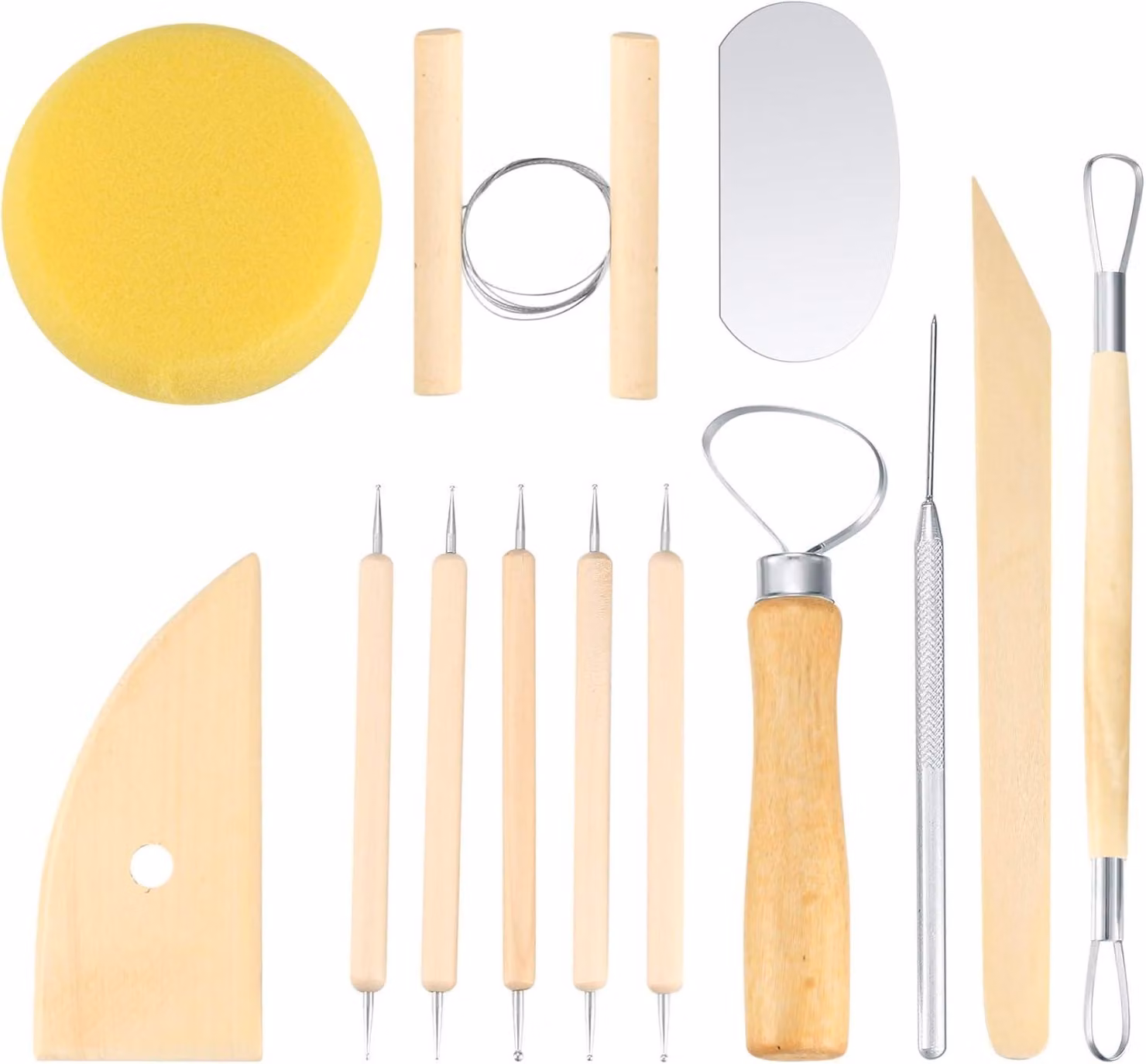 Set di strumenti per modellazione, composto da 12 pezzi, in acciaio e legno, adatto per la lavorazione della pasta di polimero e della Vetroceramica