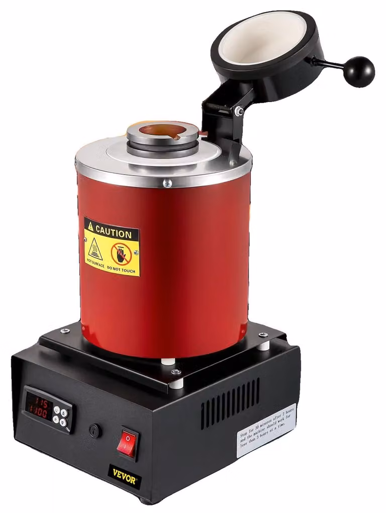 Fornace di fusione, capacità 3 kg, temperatura massima 1150 °C, assorbimento di potenza 1750 W, tensione di ingresso 220 V, materiale ceramico resistente