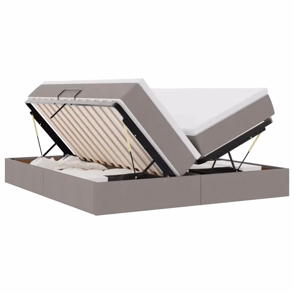 Letto con contenitore e materasso Talpa vidaXL in tessuto beige o grigio L/P/H: 200 x 200 x 204 cm – 2