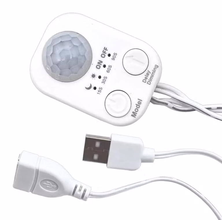 Sensore di movimento PIR, USB, 5-24V, per strisce LED