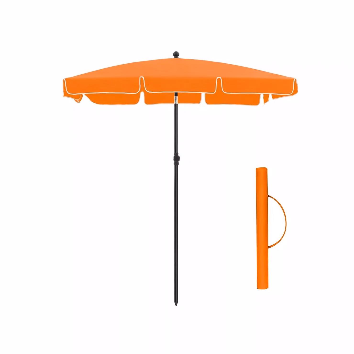 In And OutdoorMatch ombrellone Earnestine - Ombrellone rettangolare da giardino - 200 x 125 cm - protezione UV fino a UPF 50+ - pieghevole - con rivestimento in PA - giardino - terrazza - senza supporto - arancione