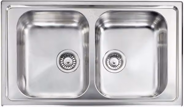 Lavello a due vasche ZENITH 210 in acciaio inox color argento L: 86 cm, P: 50 cm