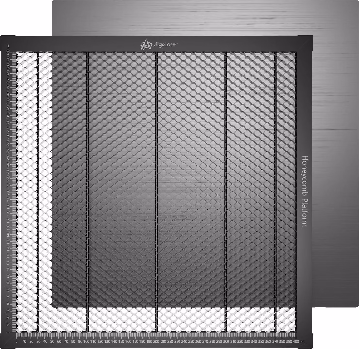 Letto laser a nido d'ape, piastra in alluminio, efficace sistema di aspirazione dei fumi, 440x440 mm