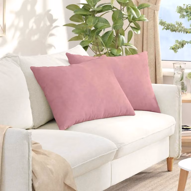 Set di 2 cuscini da divano vidaXL in velluto a coste rosa, L 70 cm x P 50 cm con rivestimento rimovibile