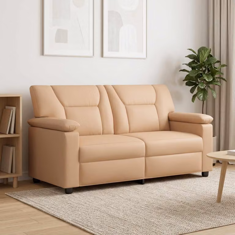 Divano moderno vidaXL in similpelle beige e marrone con struttura in metallo L: 171 cm, P: 85 cm, H: 93 cm