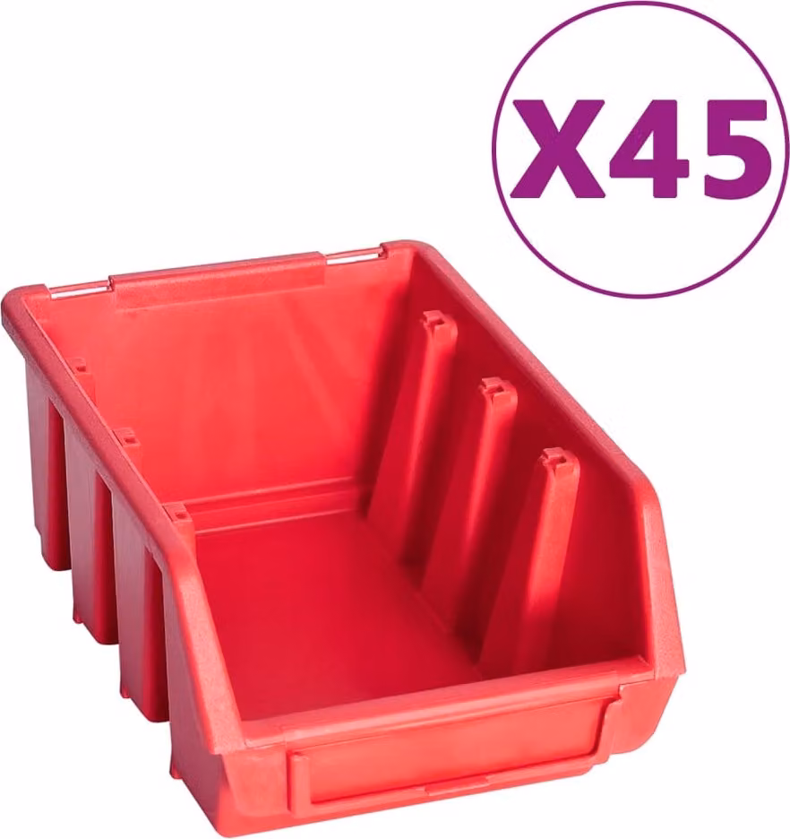 Kit Contenitori 96 pz con Pannelli a Parete Rosso e Nero