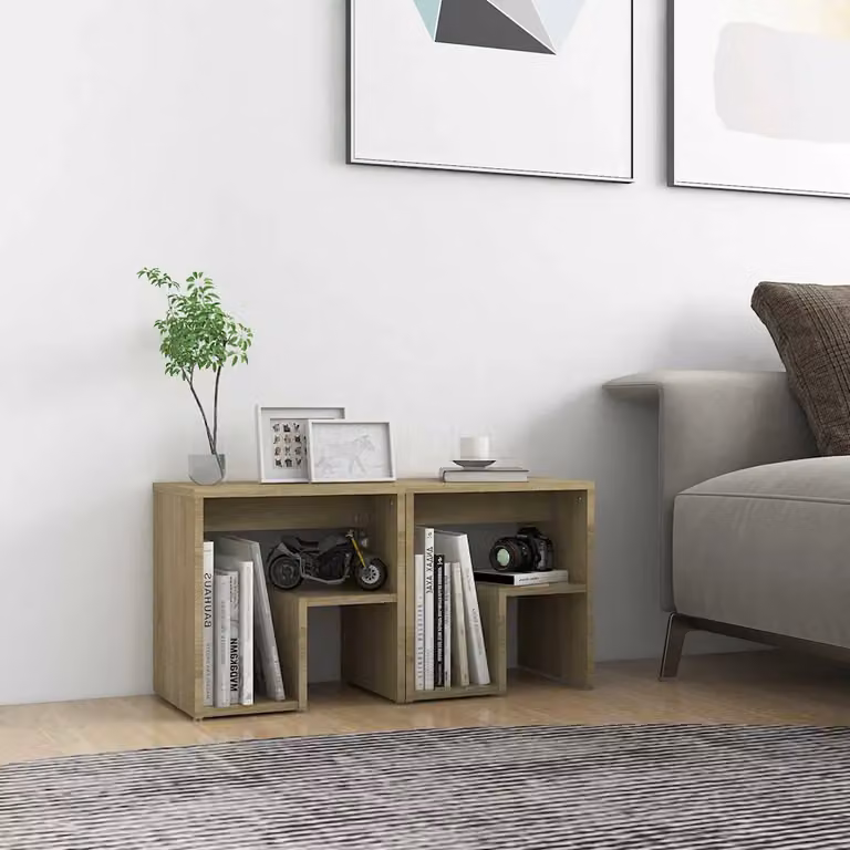 Set di 2 comodini vidaXL in legno multistrato e MDF, colore Rovere Sonoma, L 40 cm x P 30 cm x H 40 cm