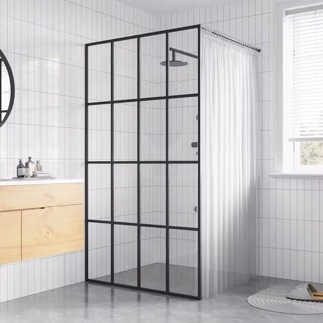 Cabina Doccia Quadrata vidaXL in Vetro Temperato Trasparente con Profilo Nero L: 80 cm, H: 195 cm