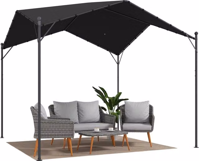 Pergola Giardino 3x3 m ¨C Zephmum ¨C Struttura Metallica Tetto Inclinato Grigio