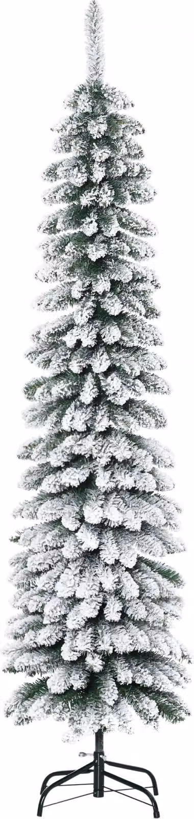 Albero di Natale Innevato Slim 180 cm con 395 Rami in Metallo e Plastica Verde