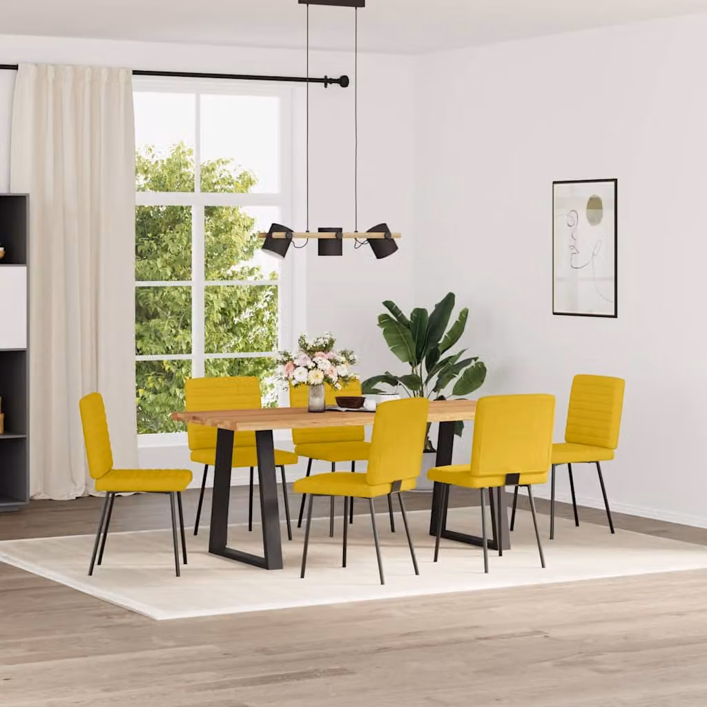 vidaXL Sedie da Pranzo 6 pz Gialle in Velluto
