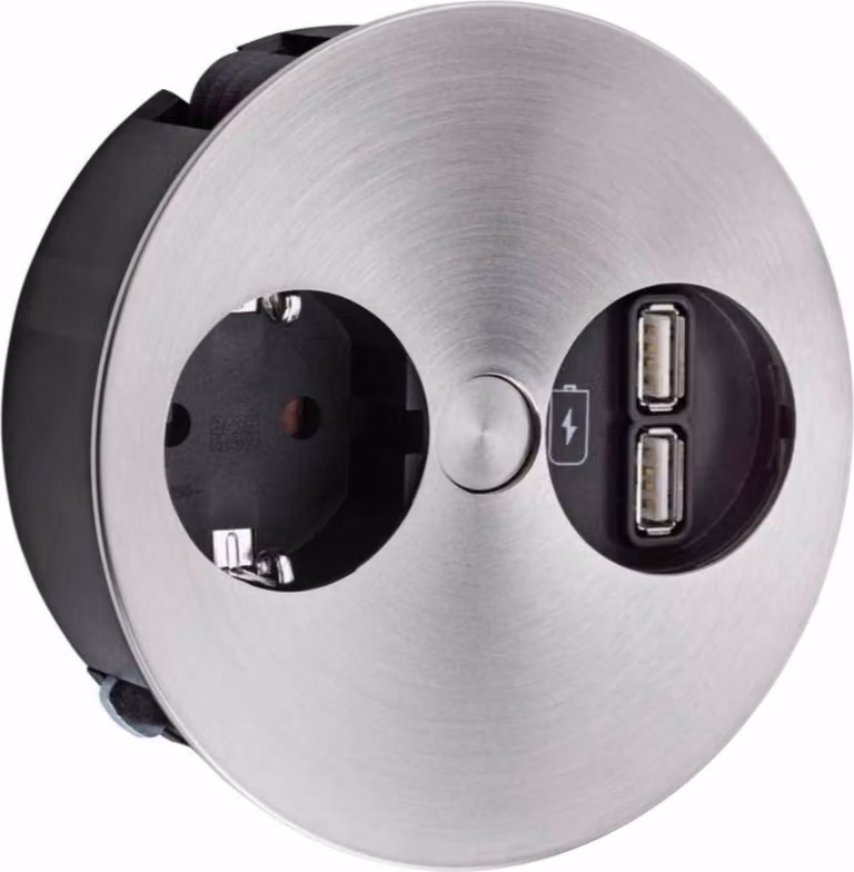 Presa da incasso BACHMANN TWIST 2 angolare, presa Schuko, USB, nero opaco