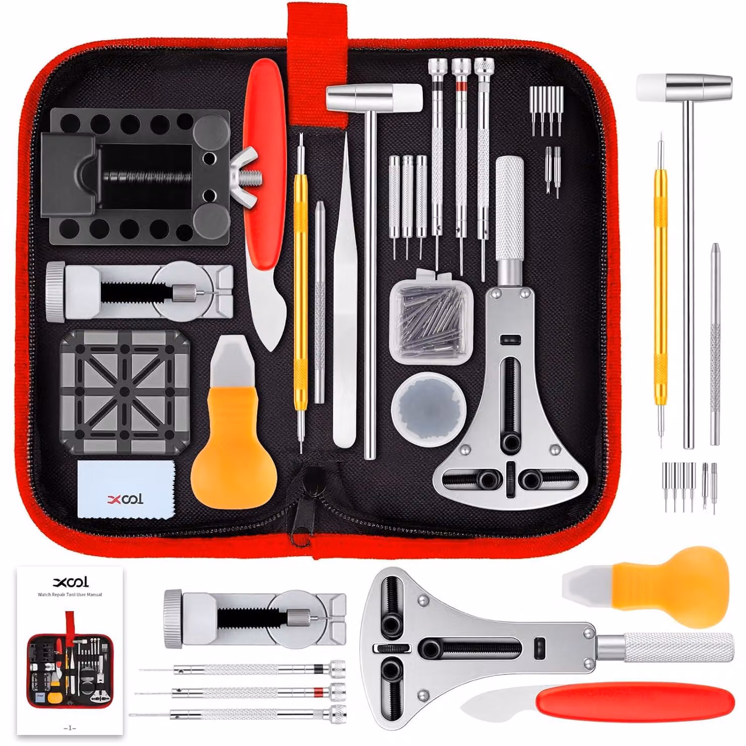 Kit di riparazione orologi, 151 pezzi, include: apribatteria, strumento per molle, adatto per orologi