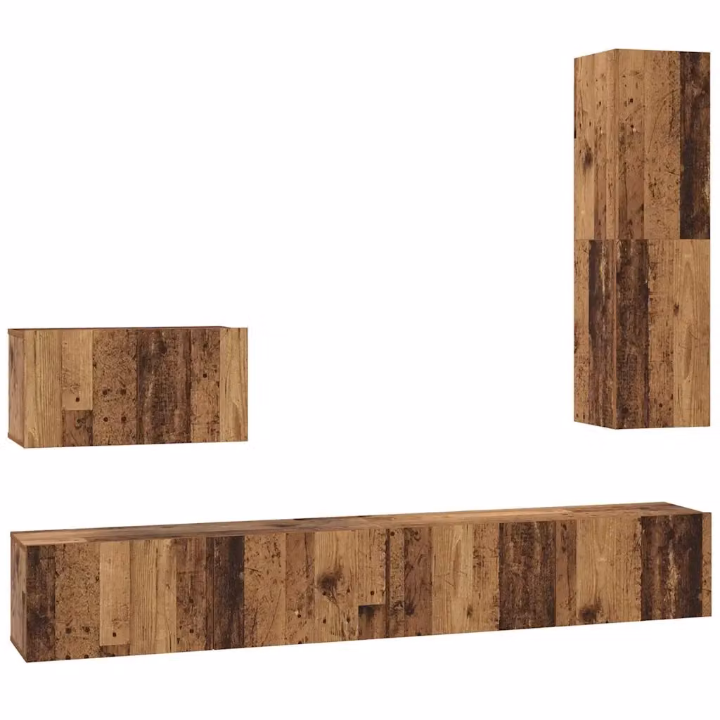 Mobile TV da parete vidaXL in legno marrone moderno, set di 4 pezzi – 2