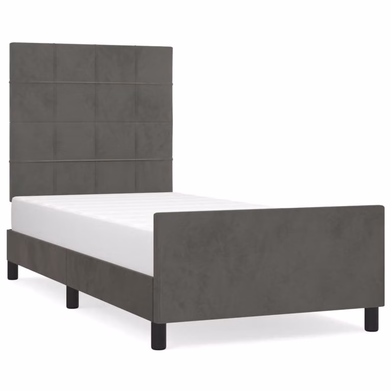 Giroletto senza Materasso Grigio Scuro 100x200 cm Velluto