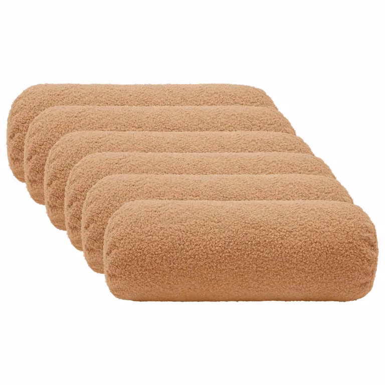Set di 6 federe vidaXL HEERLEN beige in tessuto bouclé per adulti, forma ovale, Ø 15 x 40 cm