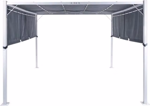 Gazebo da giardino BELIANI in metallo e poliestere grigio con luci LED, L 310 cm x H 215 cm