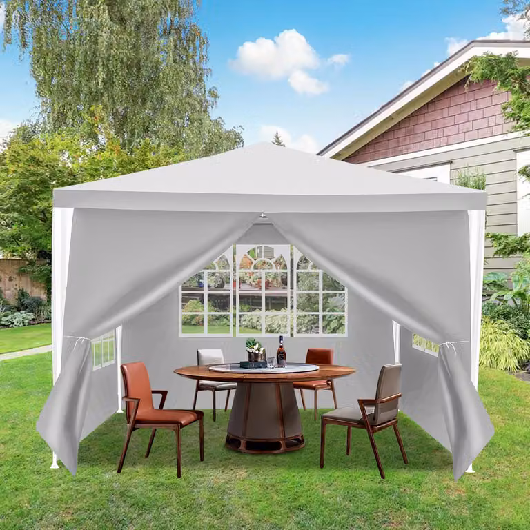 Clanmacy 3 x 3 m gazebo da giardino con 4 pannelli laterali tenda portatile impermeabile tenda da festa, per giardino terrazza festa, bianco