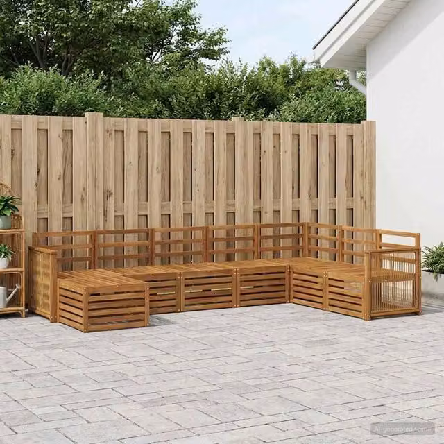 Set di divani da esterno 8 pz Naturale Legno di Acacia Massello 3384715