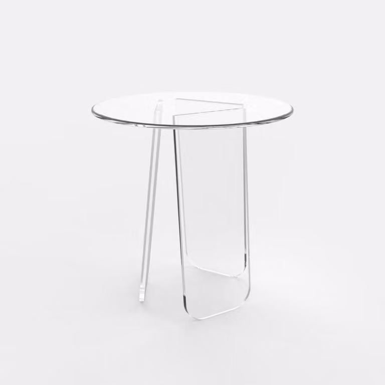 Tavolino trasparente rotondo 45cm design moderno Bridget