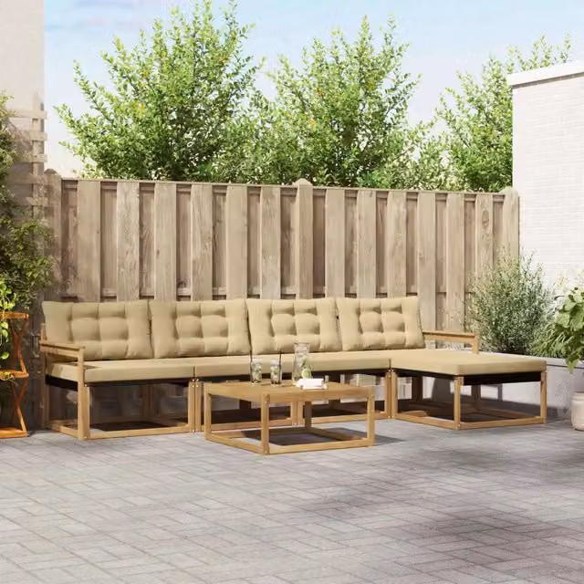 Set di divani da esterno 6 pz Bianco e Beige 3388607
