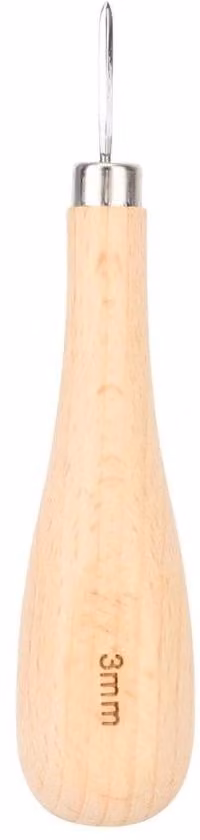 Strumento in pelle - Manico in legno di quercia - Punta in diamante - Custodia per attrezzi - Acciaio di alta qualità - Resistente e durevole - Strumento didattico