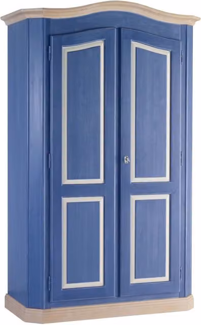 Armadio shabby chic in legno di abete con 2 ante Mobili 2G L/P/H: 131 x 63 x 214 cm, blu e marrone – 1