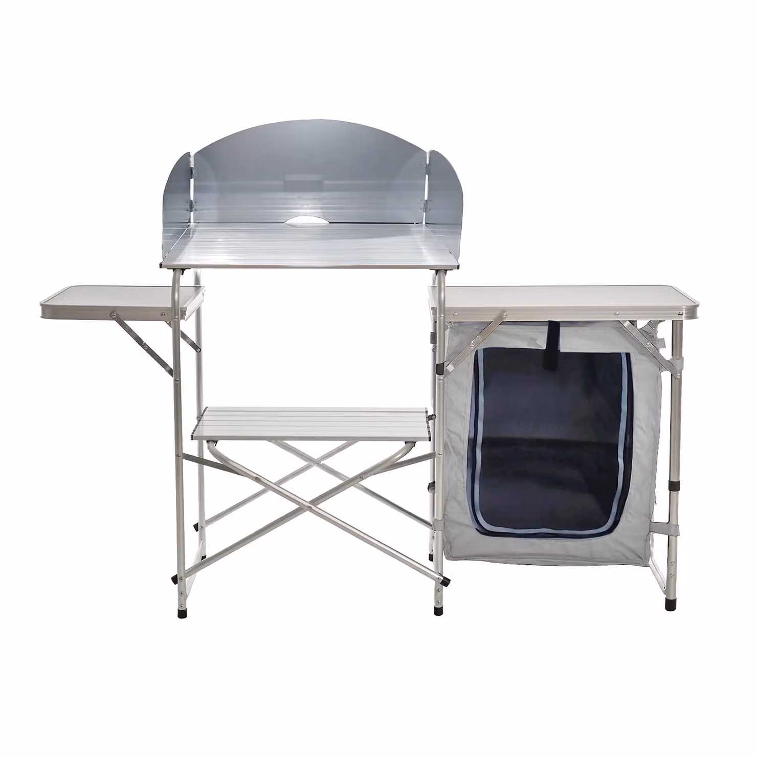 Vestiamo Casa Giardino Mobiletto Multiuso Pieghevole da Campeggio Grigio con 6 Ripiani e Borsa per Trasporto H 110 cm x L 147 cm x P 48 cm – 1