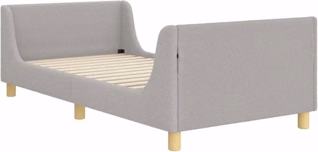 Letto per bambini moderno DESIGN IN in tessuto boucle grigio, L/P/H: 190 x 90 x 60 cm