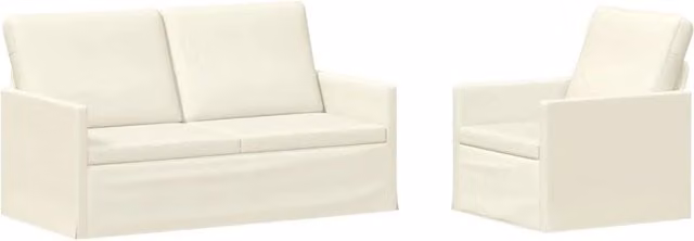 Set di 2 divani moderni vidaXL in tessuto cord beige con struttura in metallo