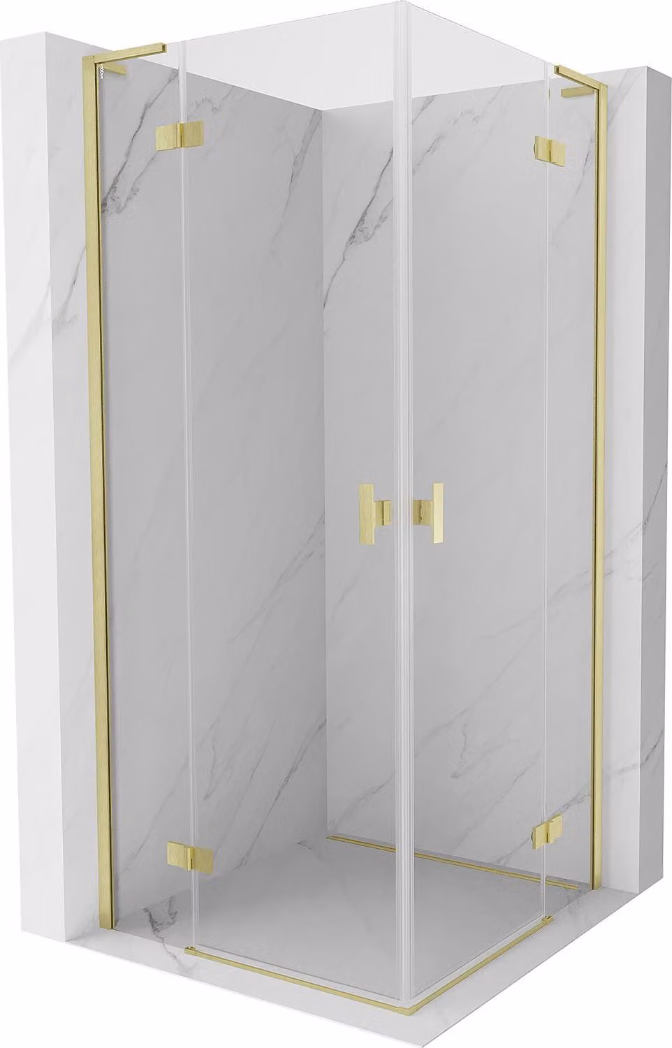 Mexen Mist-H L Duo cabina doccia a battente 90 x 90 cm, trasparente, oro spazzolato - 8A5L-090L-090P-55-00