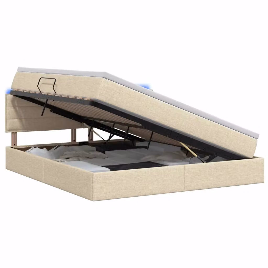 Letto con contenitore e materasso a molle vidaXL, colore beige, con illuminazione LED e porte USB, L/P/H: 160 x 200 x 140 cm – 2