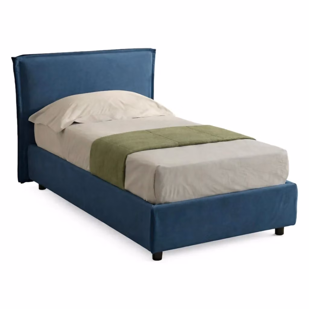 Letto Singolo Brozolo DMORA con Materasso Incluso, Blu e Nero, L/P: 80 x 190 cm – 2