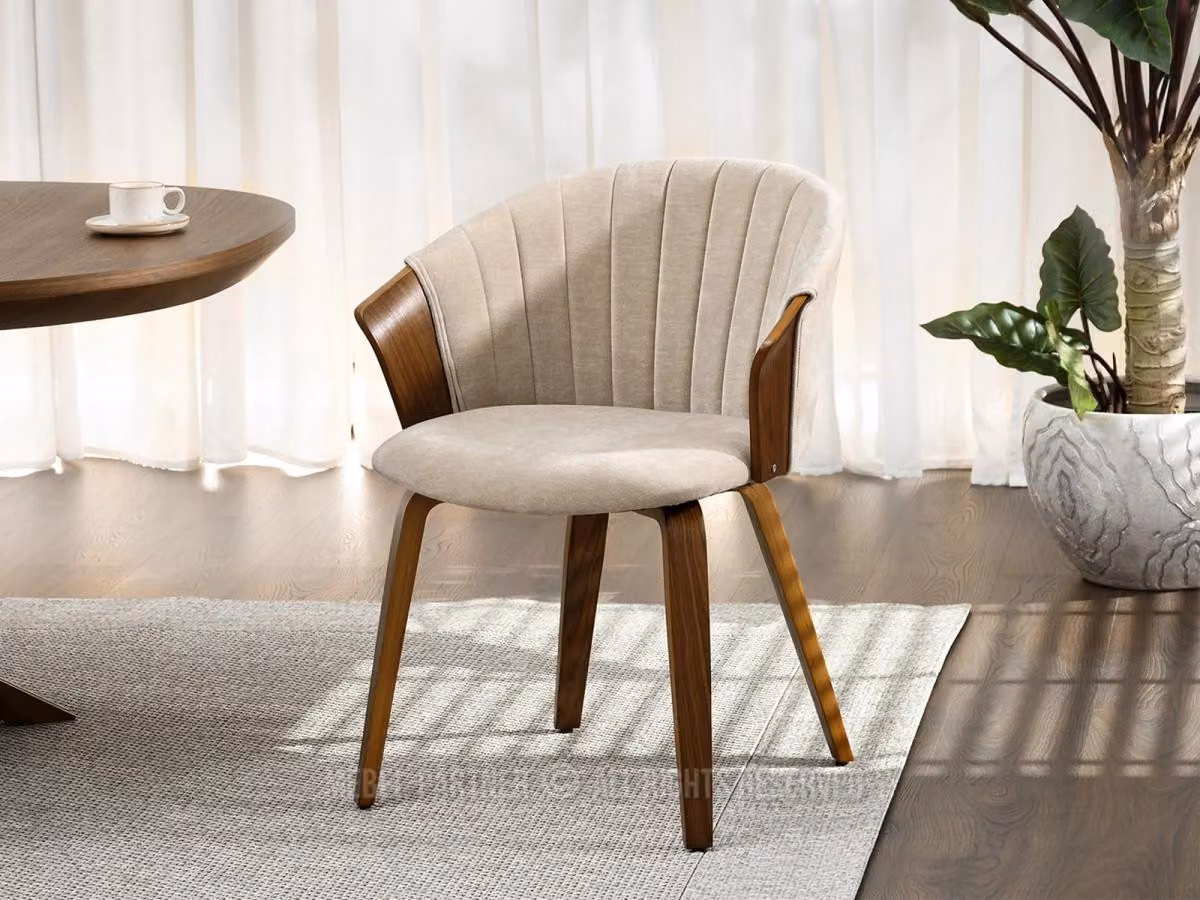 Sedia imbottita RAHMA - beige / noce