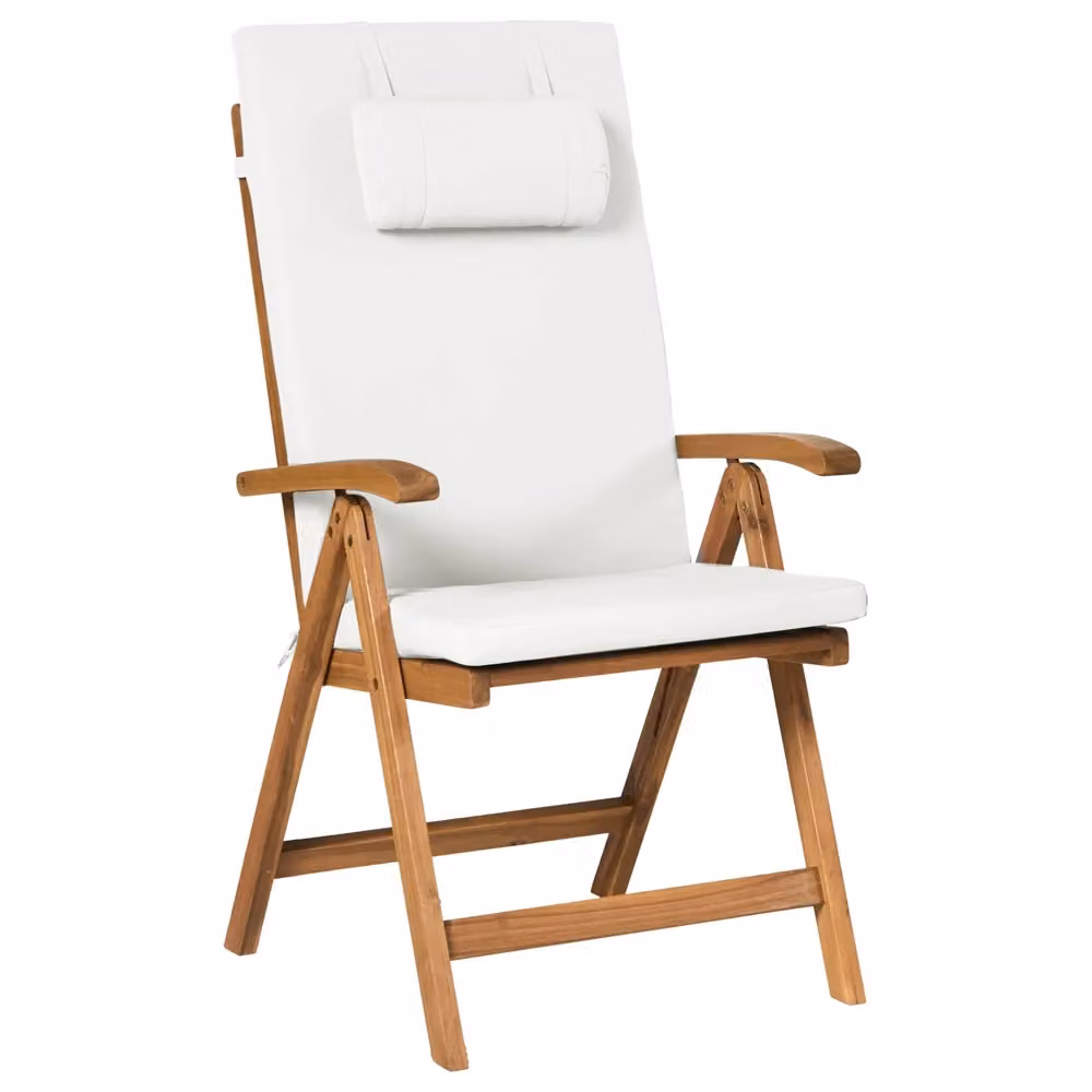 Set da pranzo da giardino BELIANI in legno di acacia con tavolo estensibile e 6 sedie pieghevoli, colore marrone e bianco – 2