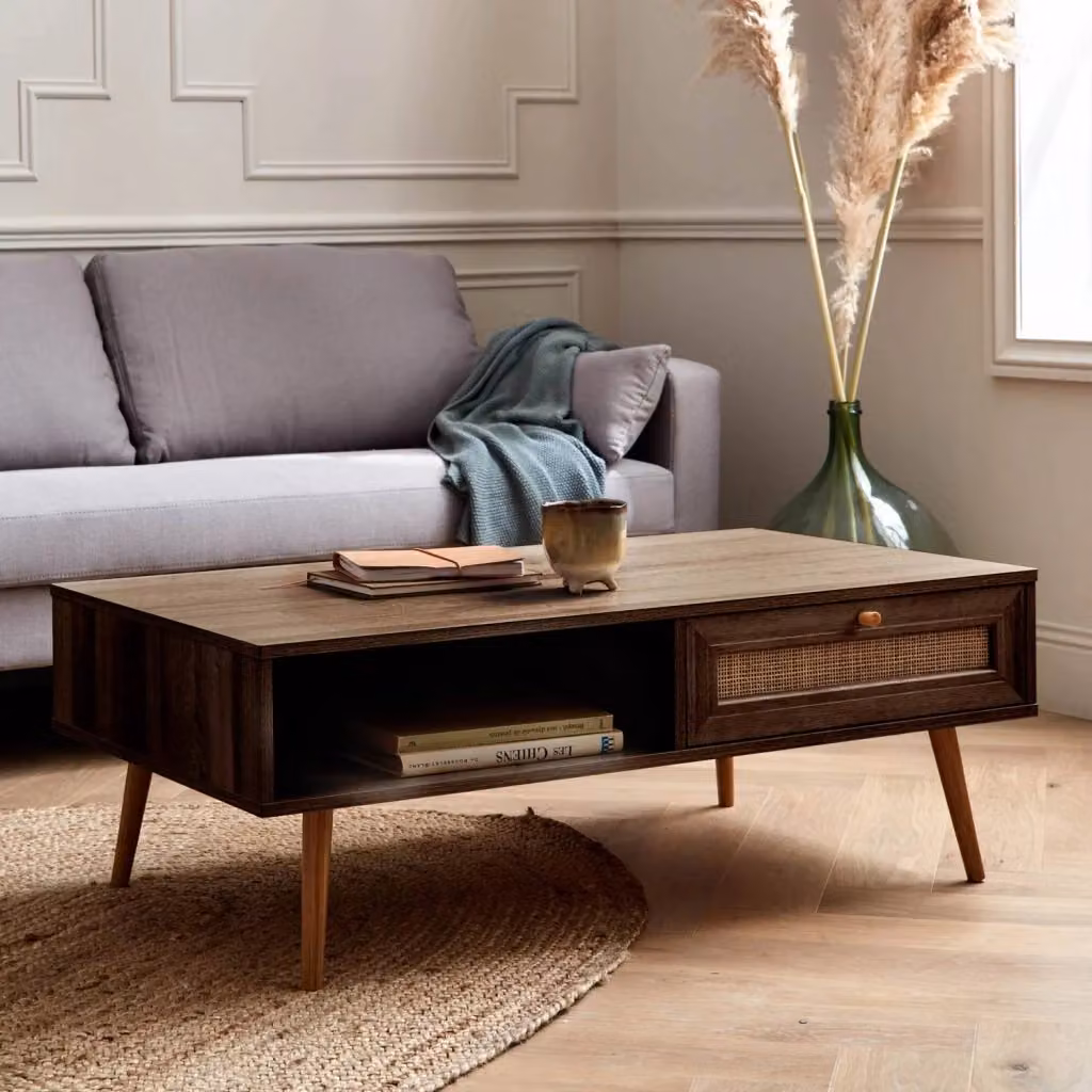 Tavolino rettangolare in rattan Alice's Home, marrone, L: 110 cm, P: 59 cm, H: 39 cm – 2