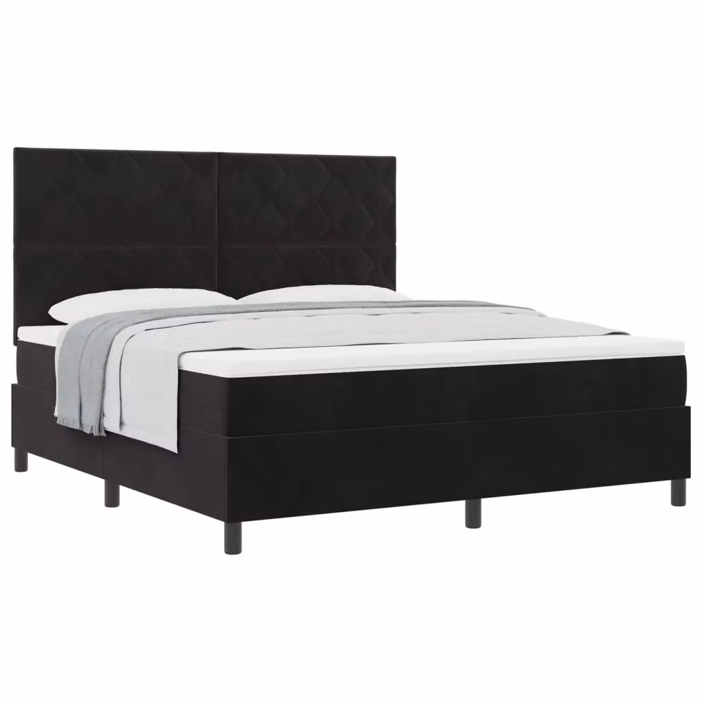 Letto a molle con testiera vidaXL in velluto nero L 180 x P 200 cm – 2