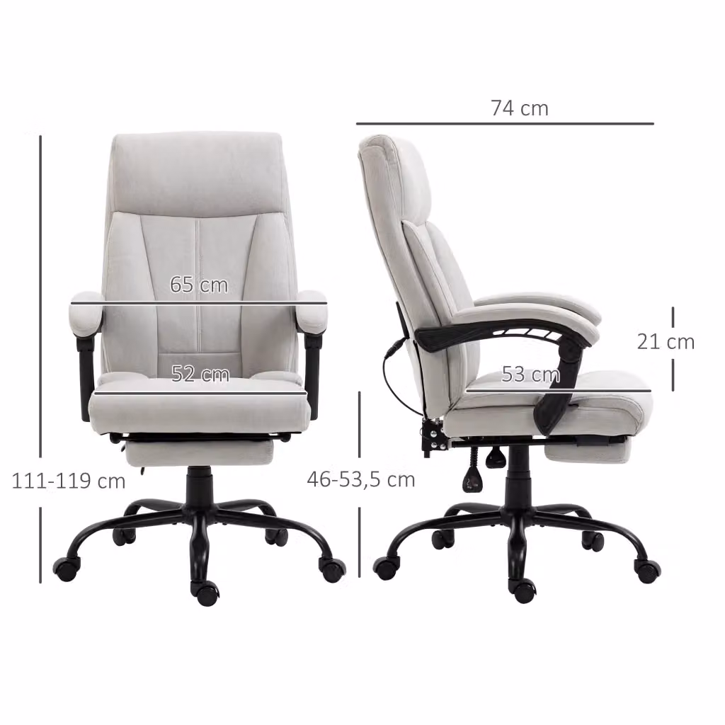 Sedia da ufficio ergonomica massaggiante WISHDOR con poggiapiedi reclinabile e poggiatesta, grigio, H: 119 cm, L: 65 cm, P: 120 cm – 2