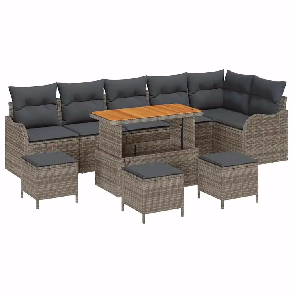 vidaXL Set Divano da Giardino Moderno a Forma di U con 10 Pezzi, Grigio – 2
