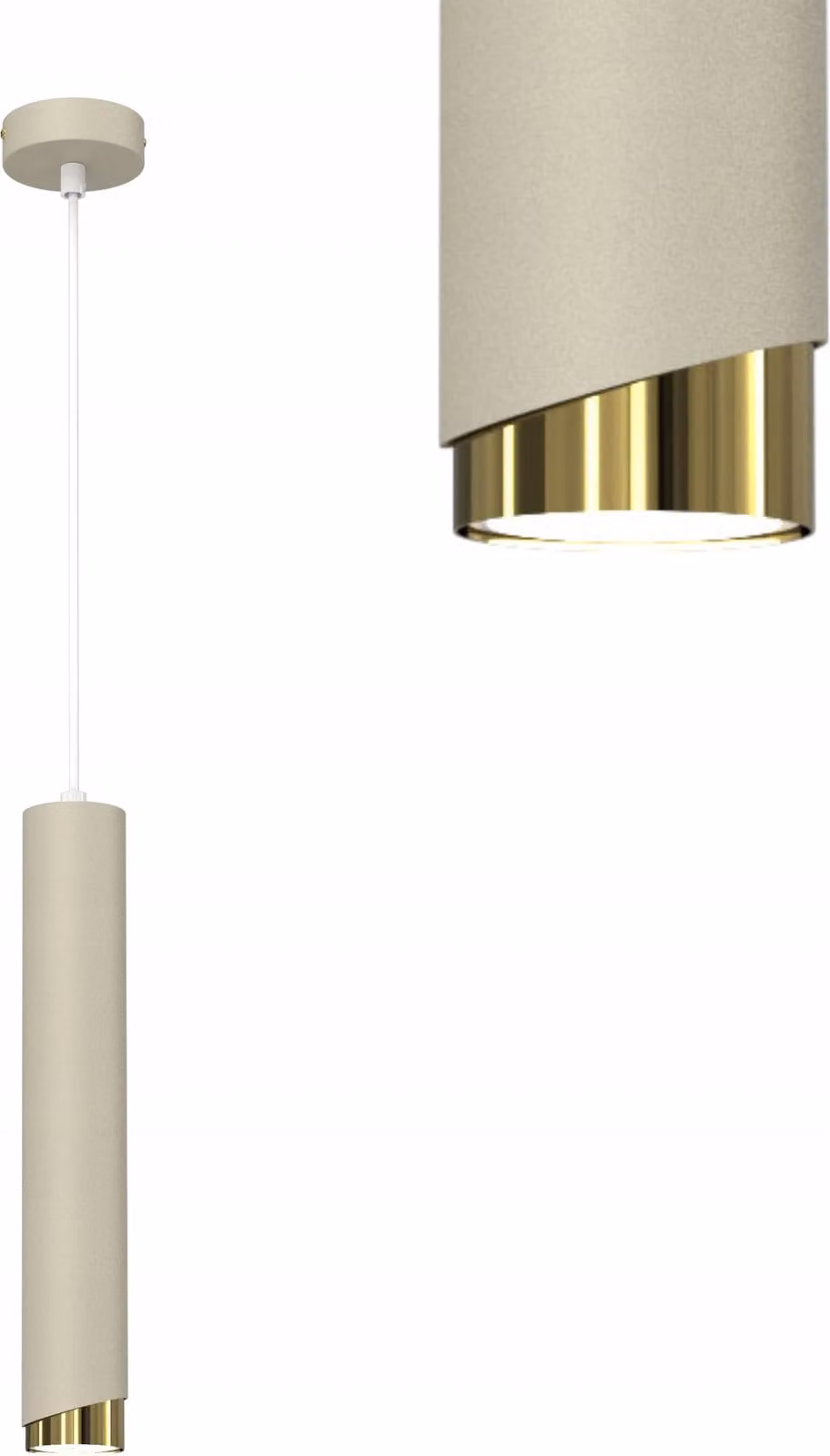 Lampada da soffitto a sospensione a tubo in metallo con attacco GU10, faretto in stile loft, oro e beige