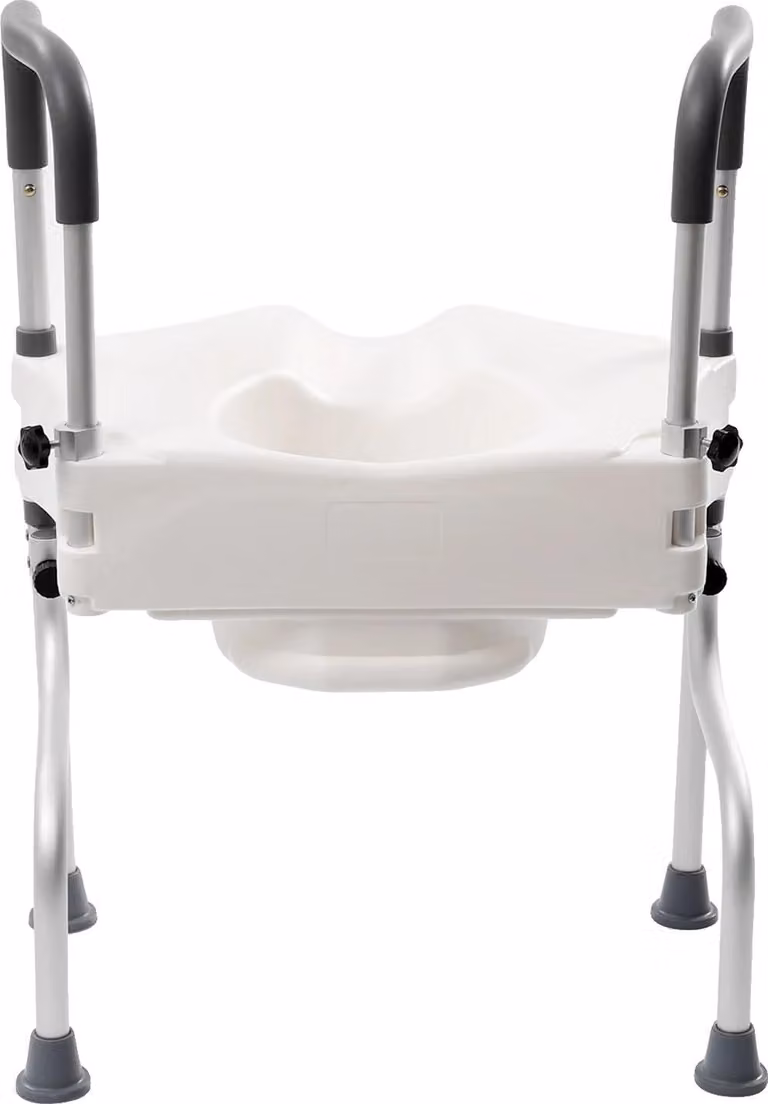 Rialzo per WC, braccioli, altezza regolabile, bianco