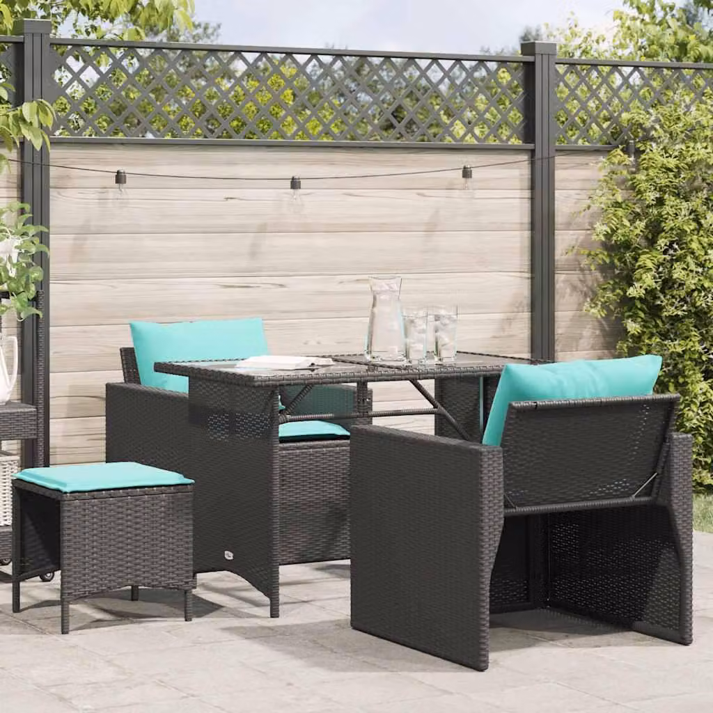 Maison Exclusive - Set divani da giardino 4 pezzi con cuscini in polyrattan nero