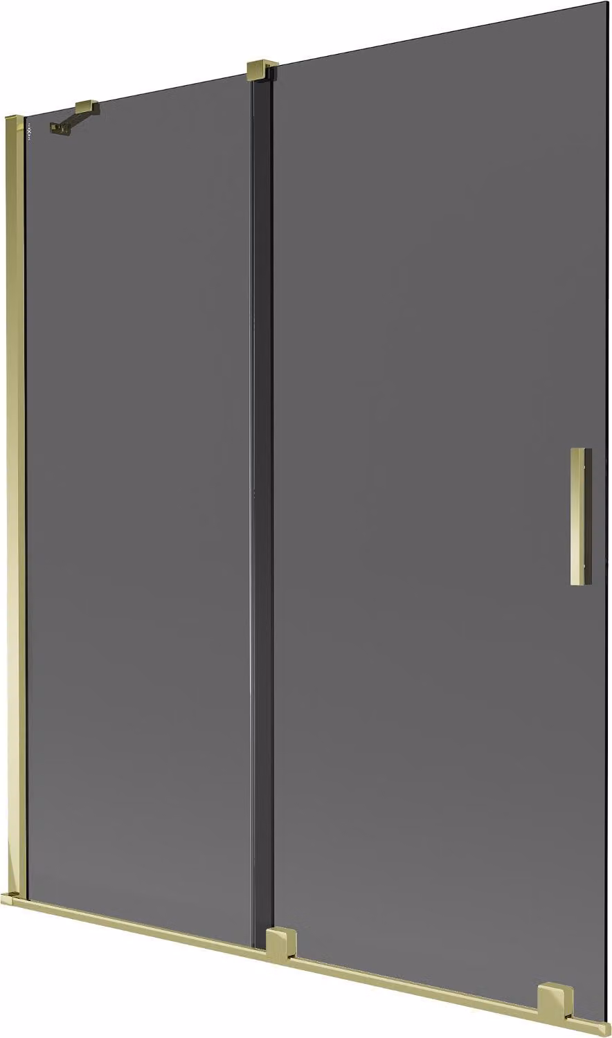Mexen Velar paratia per vasca da bagno a 2 ante scorrevoli 140 x 150 cm, grafite, oro - 896-140-000-41-50