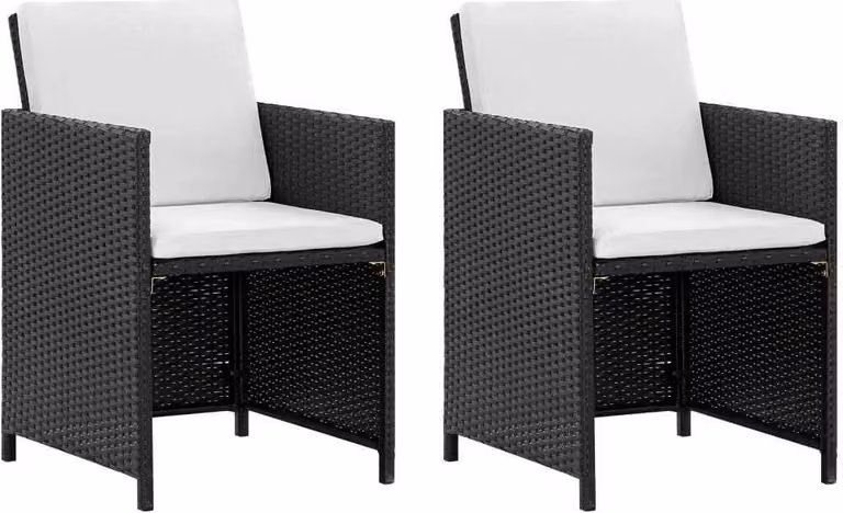 Set da Pranzo da Giardino 5 pz con Cuscini in Polyrattan Nero